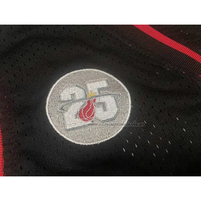 Camiseta Miami Heat Dwyane Wade NO 3 Mitchell & Ness 2012-13 Autentico Negro